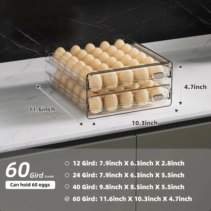 Organizador de Ovos para Geladeira com Gavetas