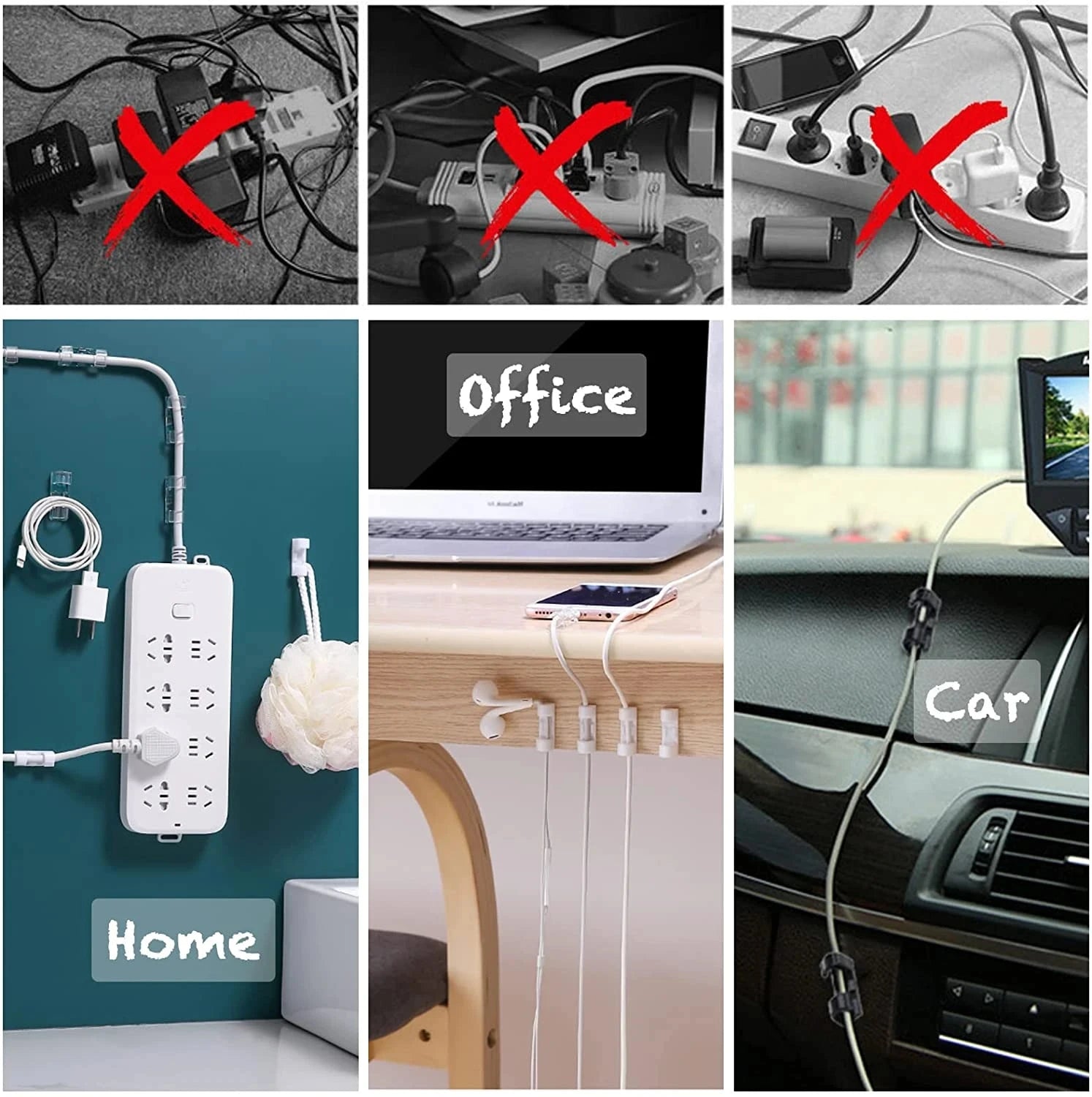 Clips Organizador de Cabos Autoadesivos