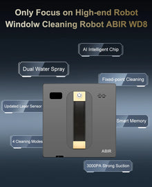 Robô Limpa Vidros Inteligente ABIR WD8 com Spray Duplo e Sucção Potente