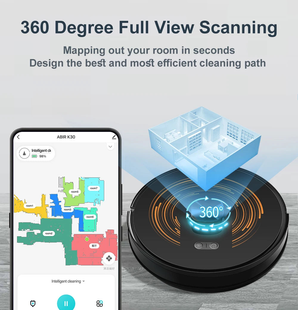 Robô Aspirador Inteligente ABIR K30 com Base Autoesvaziável
