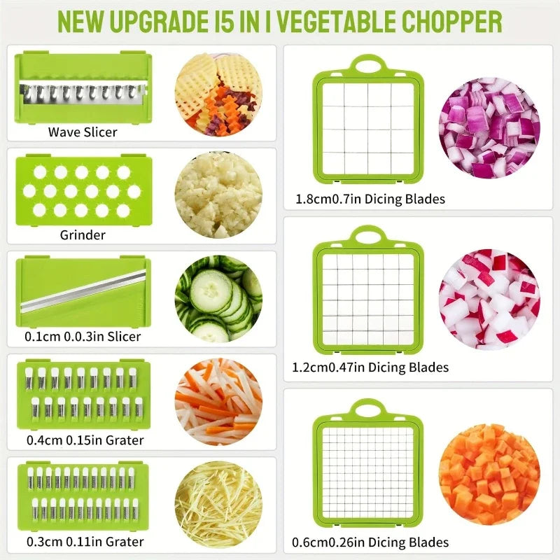 Cortador de Legumes Multifuncional 22 em 1 com Recipiente