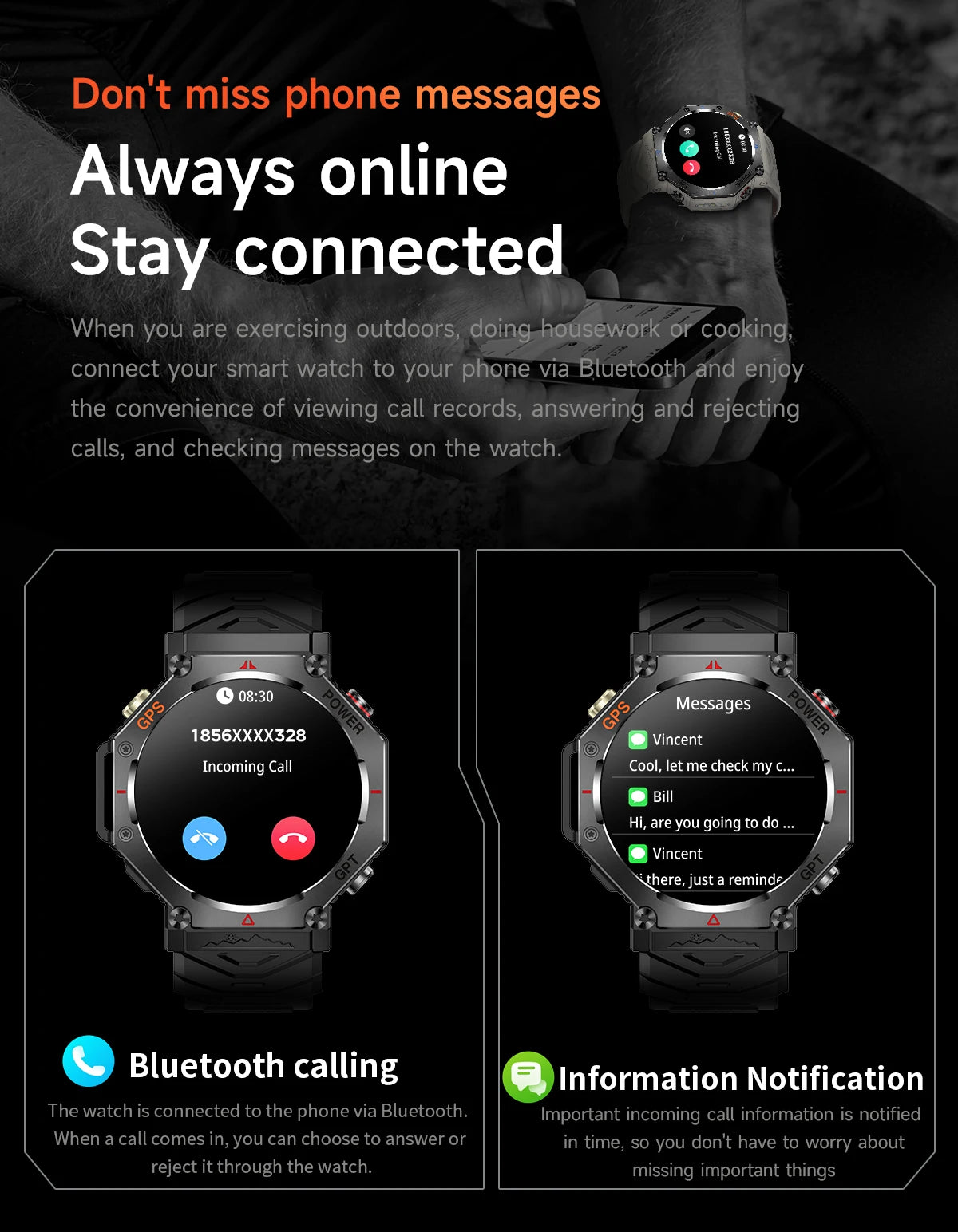 Smartwatch T-Rex 3 com GPS, Bússola e Tela AMOLED