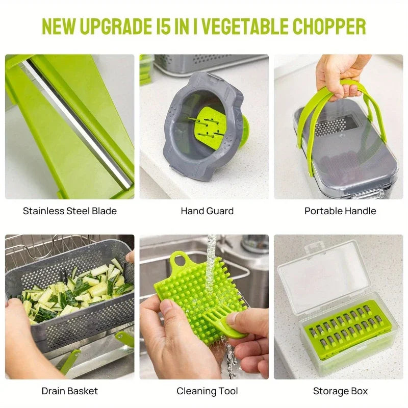 Cortador de Legumes Multifuncional 22 em 1 com Recipiente
