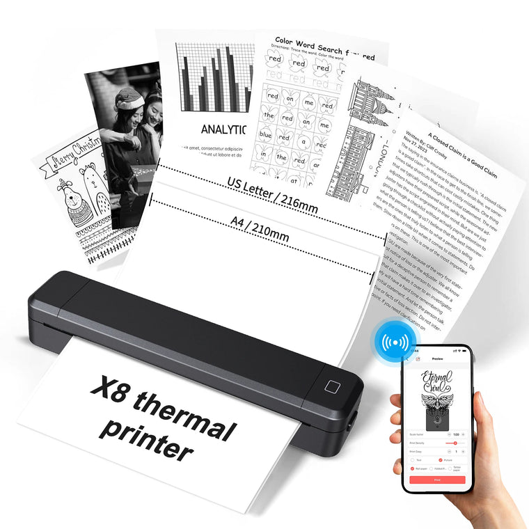 Impressora Térmica Portátil A4 Bluetooth Sem Tinta