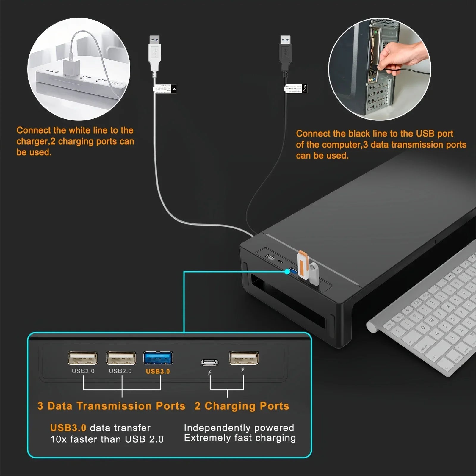 Suporte Elevador para Monitor com Gaveta