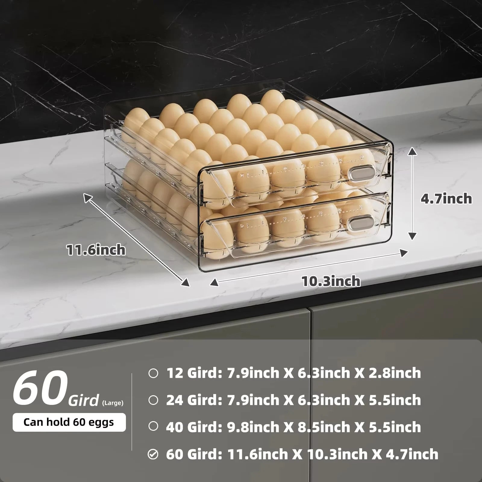 Organizador de Ovos para Geladeira com Gavetas