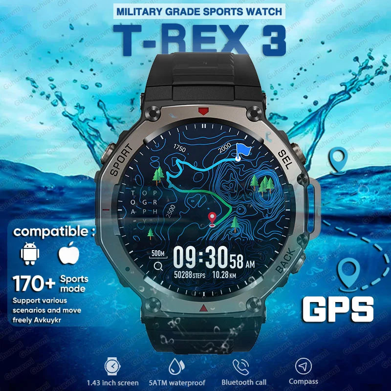 Smartwatch T-Rex 3 Ultra com GPS de Banda Dupla e Tela AMOLED