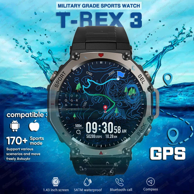 Smartwatch T-Rex 3 Ultra com GPS de Banda Dupla e Tela AMOLED