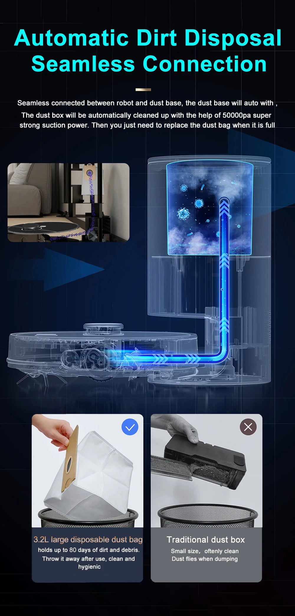 Robô Aspirador Inteligente ABIR K30 com Base Autoesvaziável