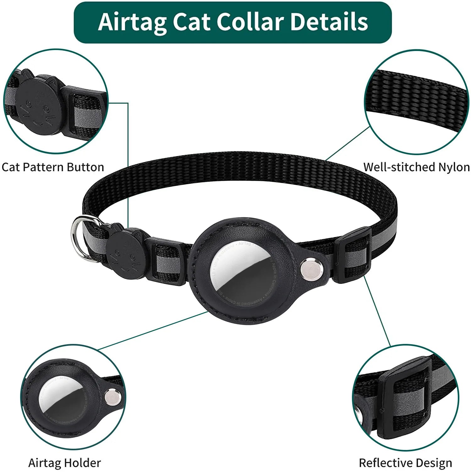 Coleira para Gato com Suporte para AirTag