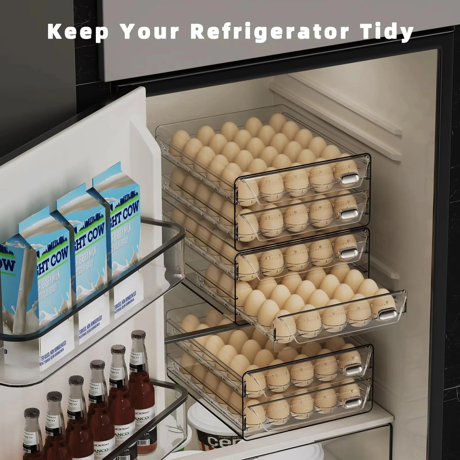 Organizador de Ovos para Geladeira com Gavetas
