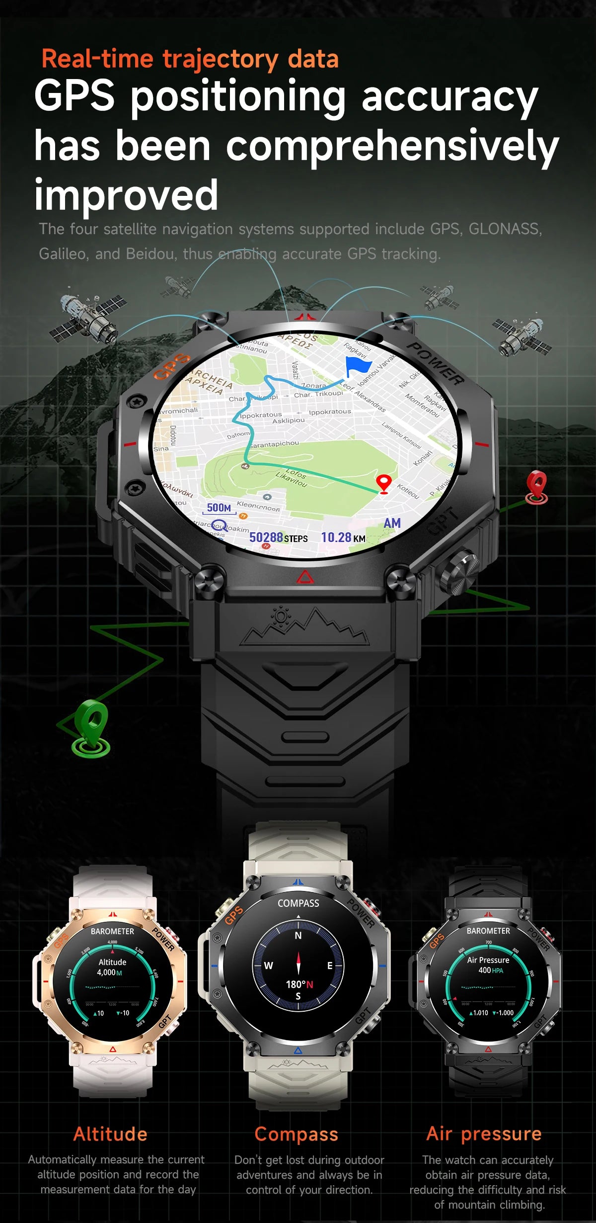 Smartwatch T-Rex 3 com GPS, Bússola e Tela AMOLED