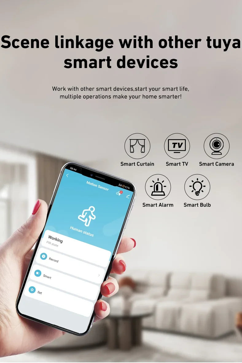 Sensor de Movimento Inteligente Tuya Wi-Fi / Zigbee para Automação Residencial