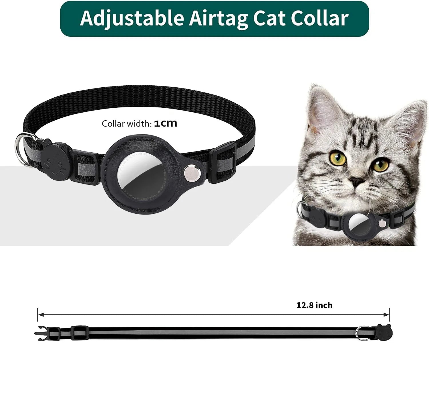 Coleira para Gato com Suporte para AirTag