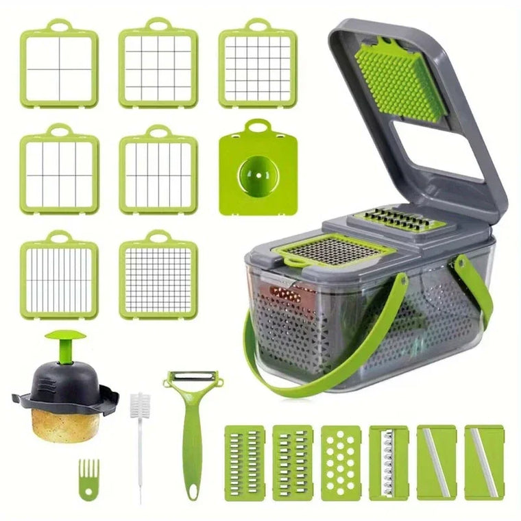 Cortador de Legumes Multifuncional 22 em 1 com Recipiente
