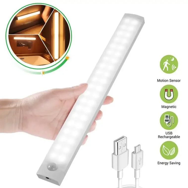 Luz LED Recarregável com Sensor de Movimento para Armário