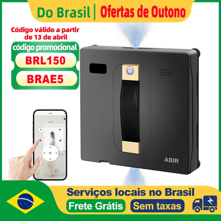 Robô Limpa Vidros Inteligente ABIR WD8 com Spray Duplo e Sucção Potente