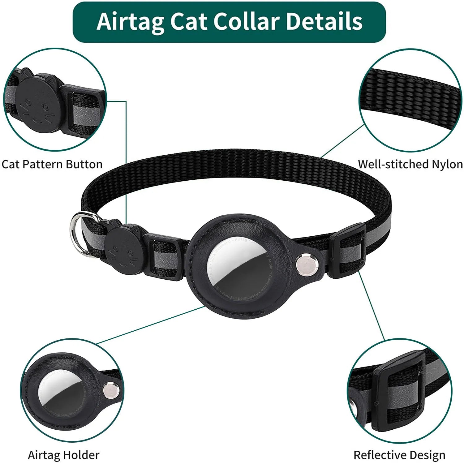 Coleira para Gato com Suporte para AirTag